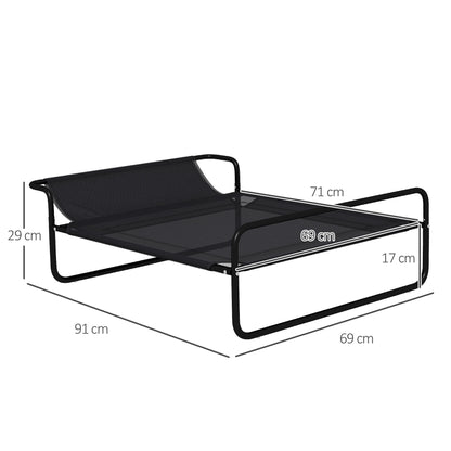 Dog Lounger Outdoor, Elevated Dog Bed with Breathable Mesh Cover, Pet Bed for Small and Medium Dogs Black 91 x 69 x 29 cm