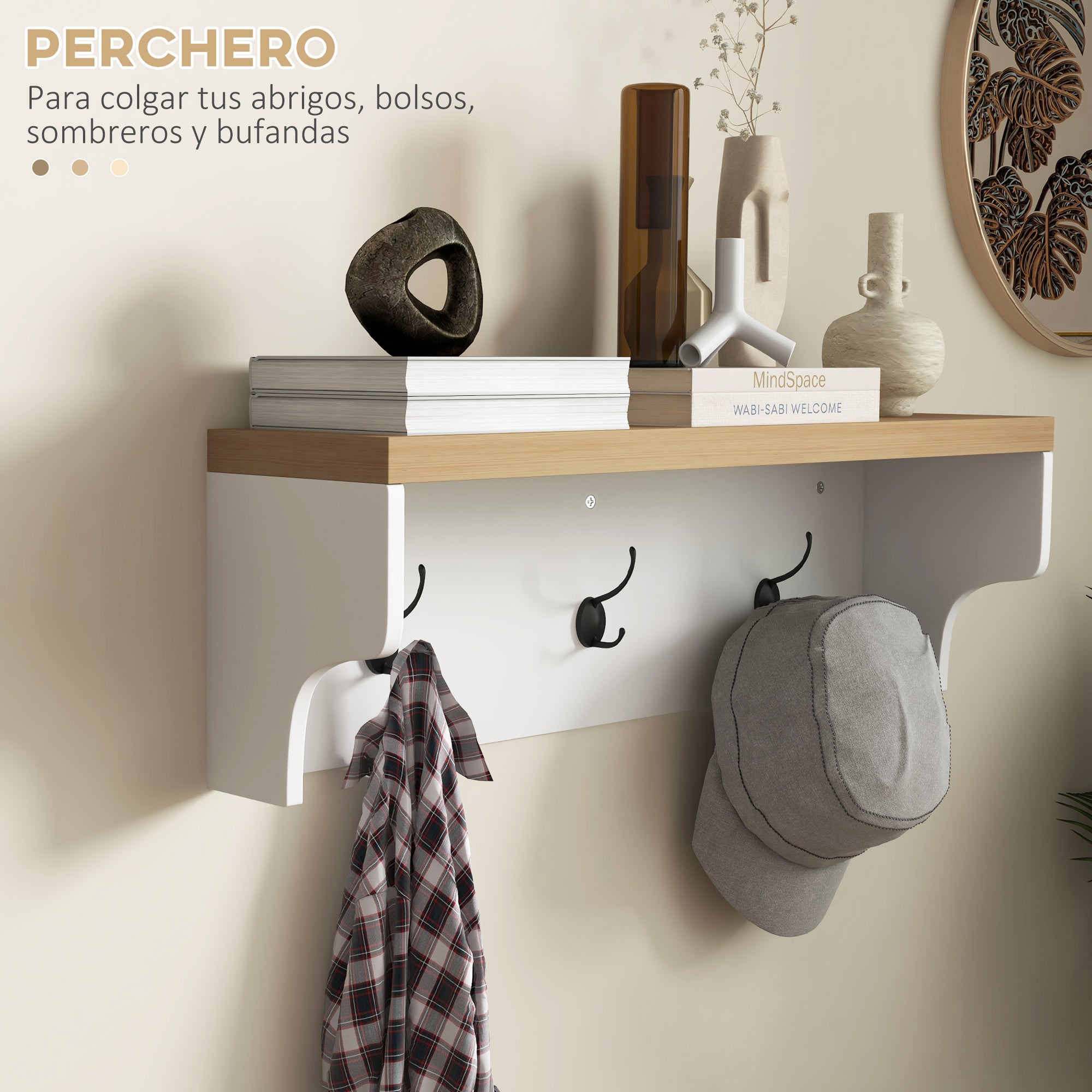 Entryway Coat Rack and Shoe Bench 2 in 1 Entryway Furniture with 3 Hooks and Shelves for 9 Pairs of Shoes 75x30x50 cm and 75x20x22.5 cm White