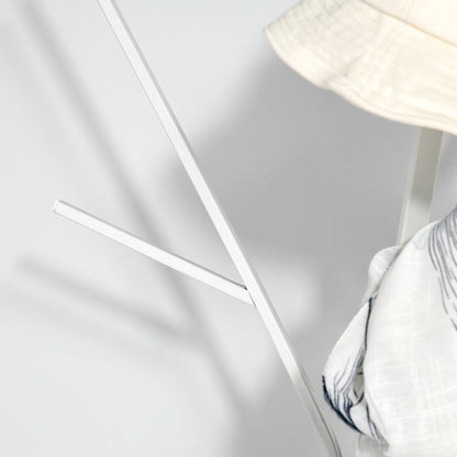 Coat Rack, Hat Rack with 8 Hooks, Coat Stand with Shelf, Standing Wardrobe for Clothing, Hats, Bags, Metal, White, 45 x 45 x 180 cm