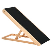 Pet Ramp with Non-Slip Carpet Adjustable Pet Staircase Dog Ramp for Large Dog Pine Wood Polyester Black+Natural Wood 90W x 40D x 61H cm