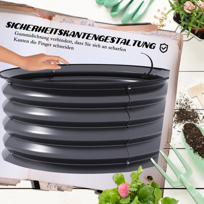 2-Piece Raised Bed Set Made of Steel, Planting Bed Greenhouse Garden Bed Planter Box Stackable, Vegetable Bed Ø60x30cm for Garden Balcony, Flower Planter for Flowers, Plants, Vegetables