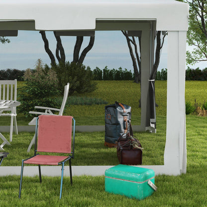 Garden Gazebo 4x3m Removable Outdoor Canopy with 4 Side Mosquito Nets 2 Zippered Doors and 6 Drainage Holes Waterproof Anti-UV for Terrace Patio Beach White and Black