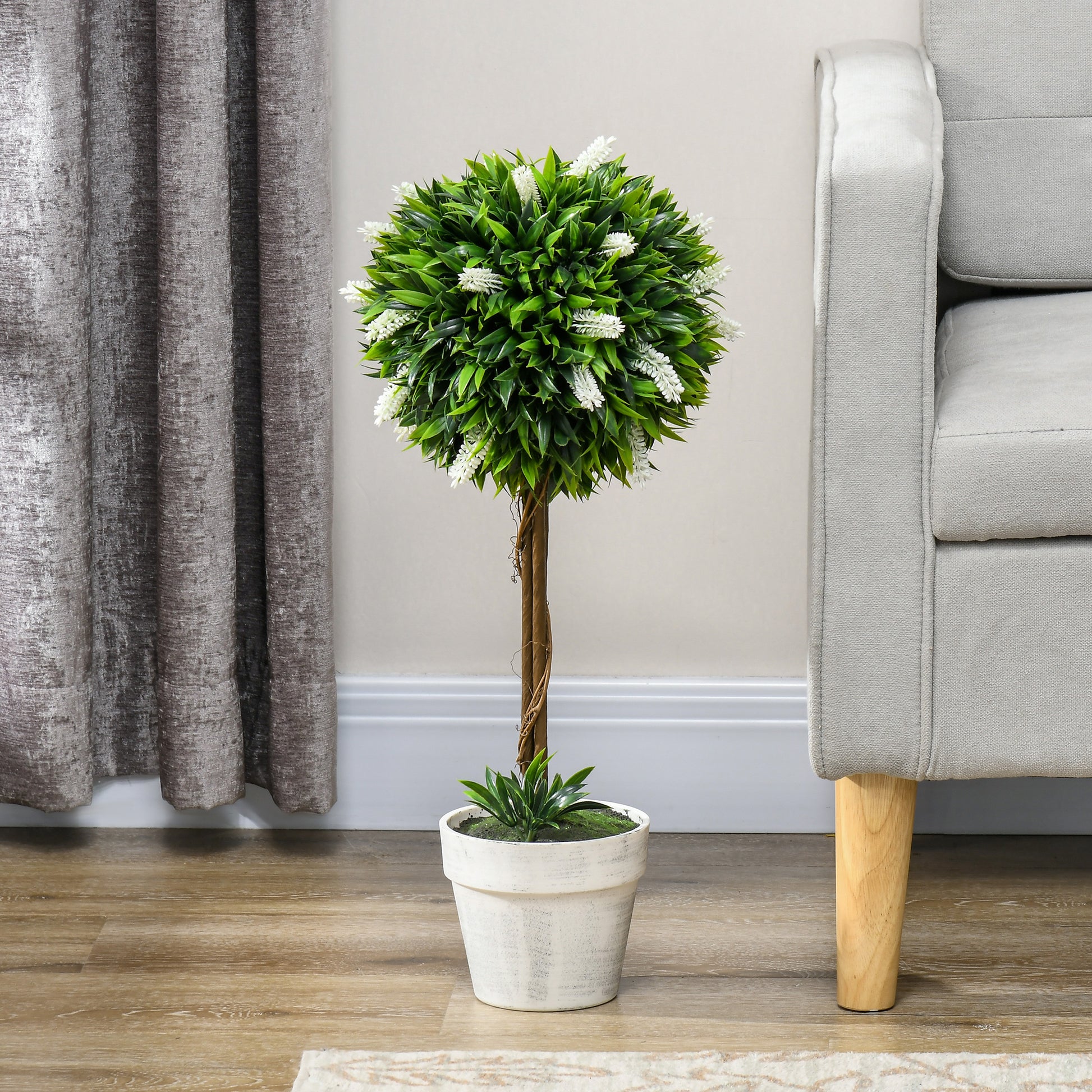 Artificial Lavender Set of 2 large 60 cm Artificial Plant, artificial plants in pot, plastic flower like real for living room bedroom office garden modern decoration