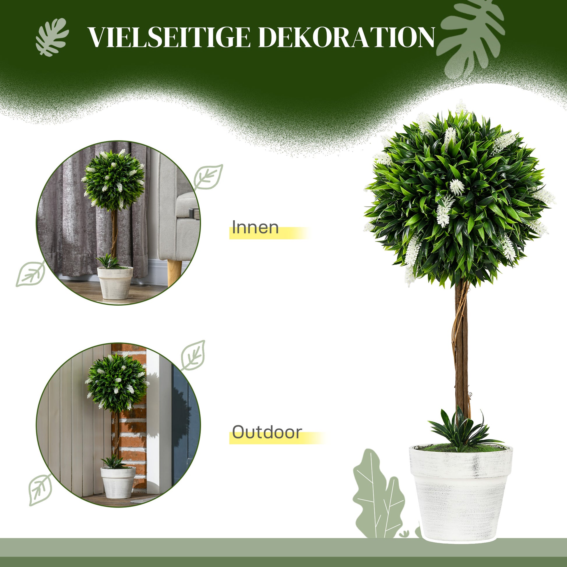 Artificial Lavender Set of 2 large 60 cm Artificial Plant, artificial plants in pot, plastic flower like real for living room bedroom office garden modern decoration