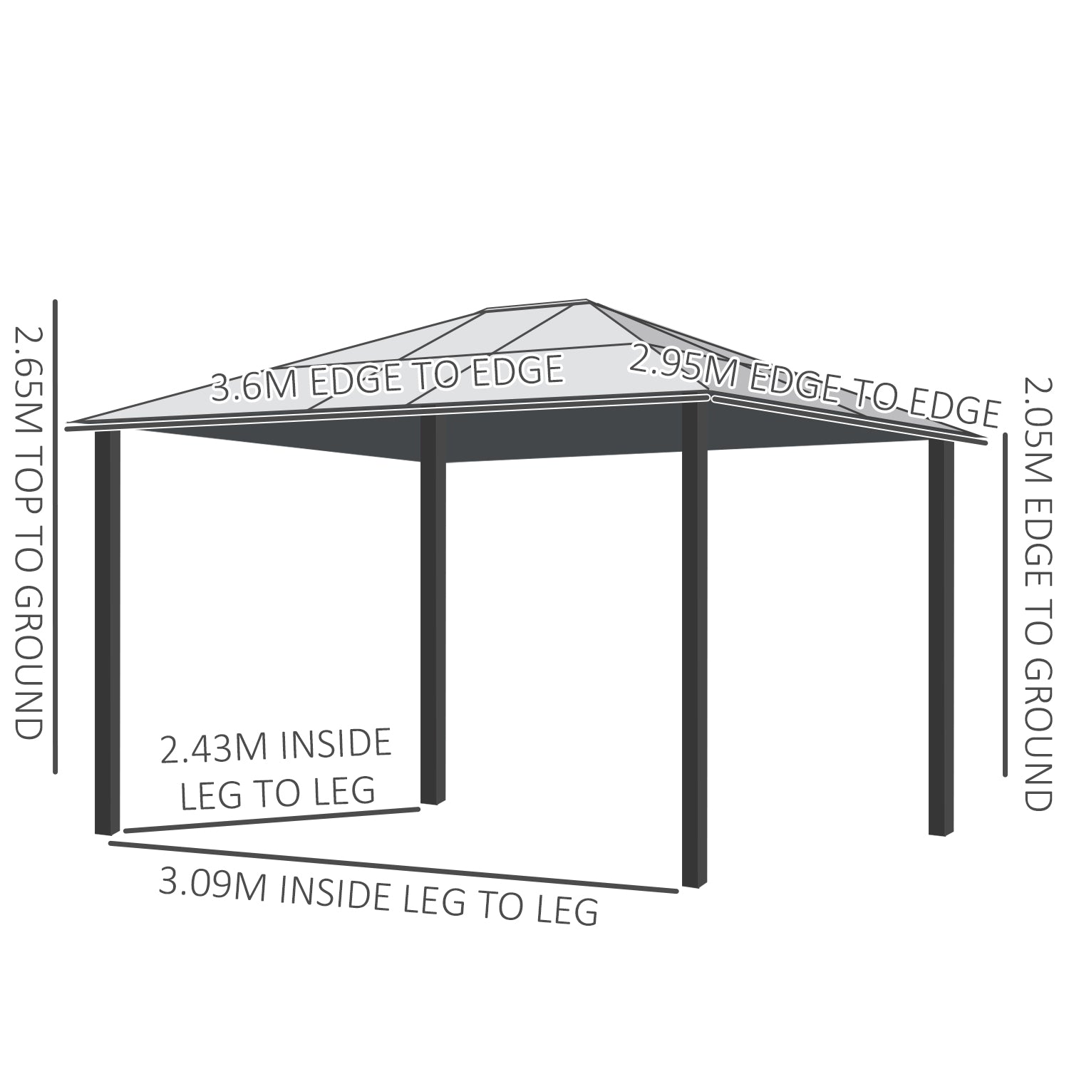 Luxury Gazebo Garden Gazebo Aluminum Party Tent Garden Tent with 4 Curtains, Translucent PC Roof Brown+Beige 295 x 360 x 265 cm