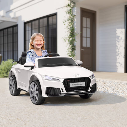Children's Electric Car 12V Kids Ride On Car with 2.4G Remote Control, Music, Horn, Electric Vehicle with LED Light, USB/MP3 Connection, Reverse Function, for Kids 3-5 Years Old, White