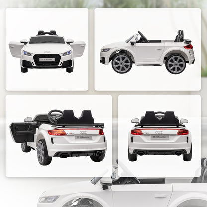 Children's Electric Car 12V Kids Ride On Car with 2.4G Remote Control, Music, Horn, Electric Vehicle with LED Light, USB/MP3 Connection, Reverse Function, for Kids 3-5 Years Old, White