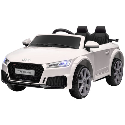 Children's Electric Car 12V Kids Ride On Car with 2.4G Remote Control, Music, Horn, Electric Vehicle with LED Light, USB/MP3 Connection, Reverse Function, for Kids 3-5 Years Old, White