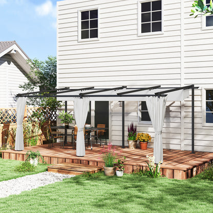 Garden Pergola 3 x 6 m Retractable Sliding Pavilion with Side Walls, Garden Gazebo, High Density 180g/m² Polyester, Sun Protection Roof UPF30+, for Terrace, Patio, Grey