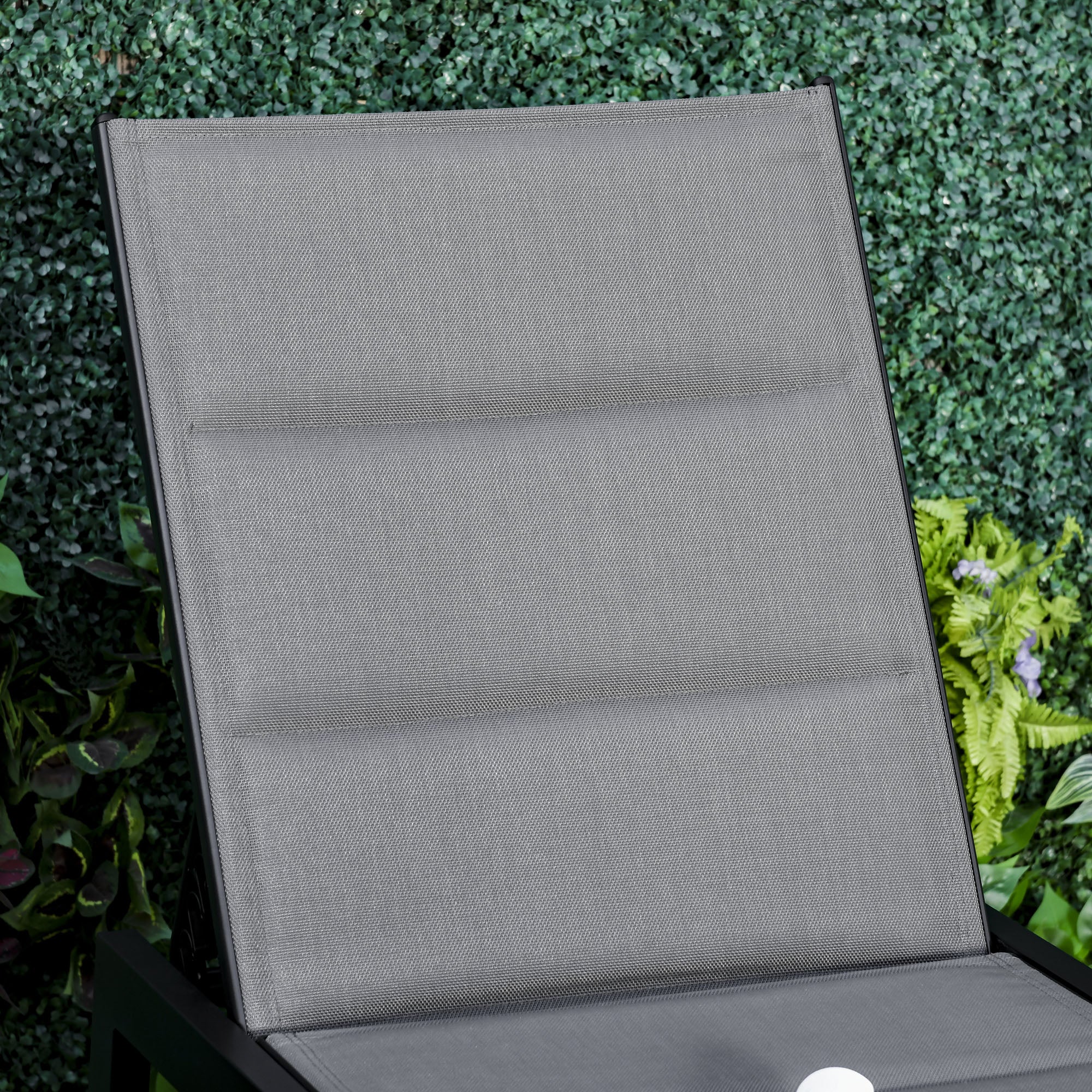 Reclining Garden Sun Lounger with 5 Levels Padded Cover, Aluminum and Texteline, 72x168x102cm Gray