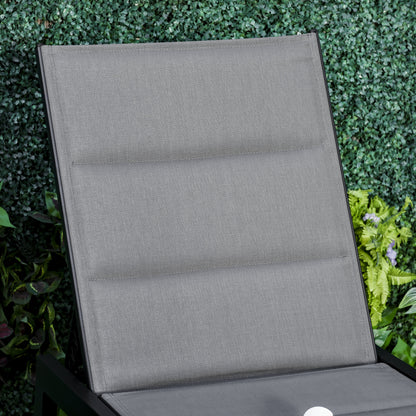 Reclining Garden Sun Lounger with 5 Levels Padded Cover, Aluminum and Texteline, 72x168x102cm Gray