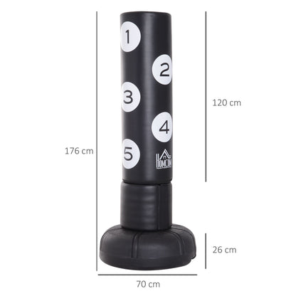 Standing Punching Bag 176cm Adults Freestanding Heavy Duty Punching Bag with Stand and Vinyl Pad Boxing Partner Boxing Trainer Suitable for Professionals and Beginners Black