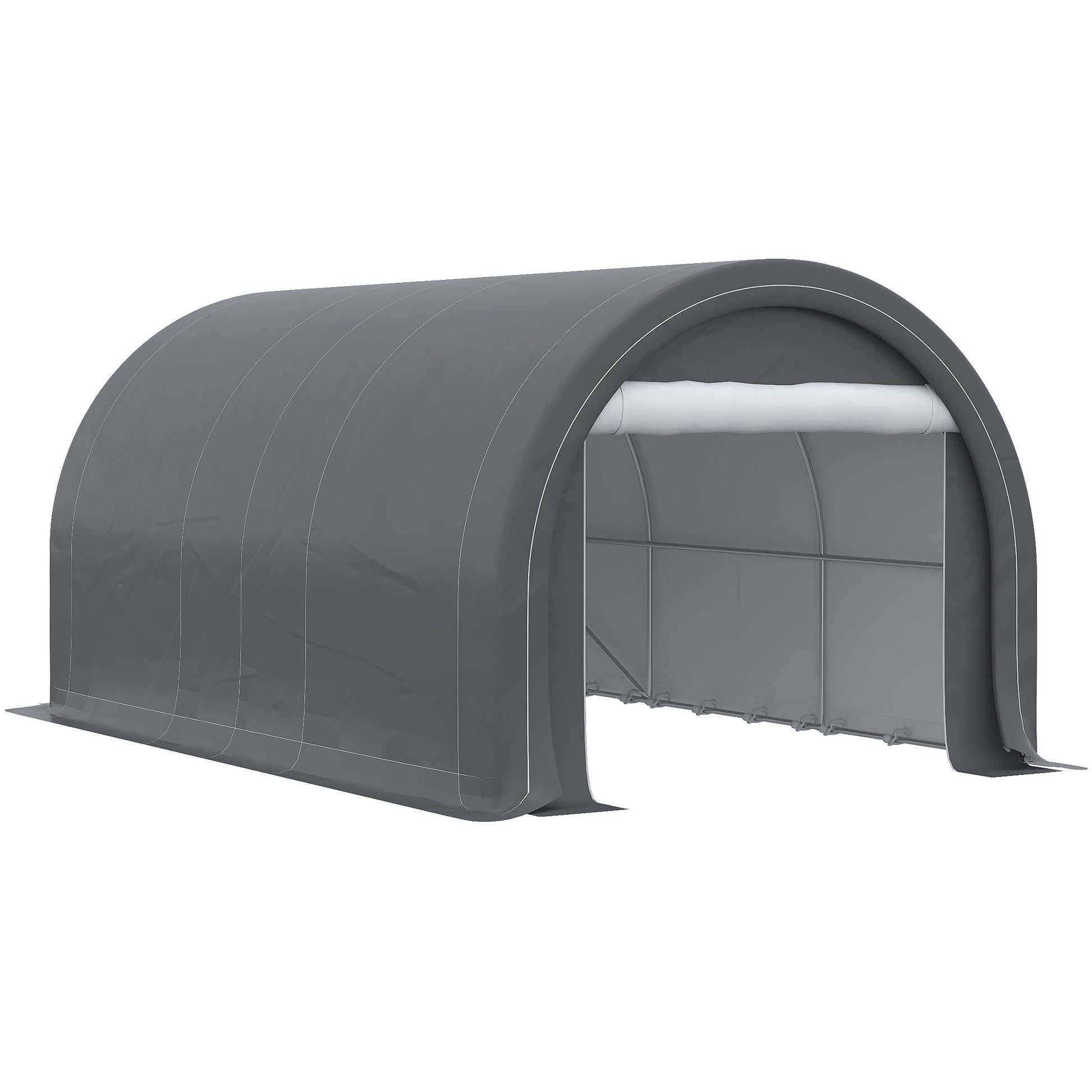 5x3m Outdoor Car Garage Carport Anti-UV with Removable PE Fabric Canopy and Galvanized Steel Frame Gray