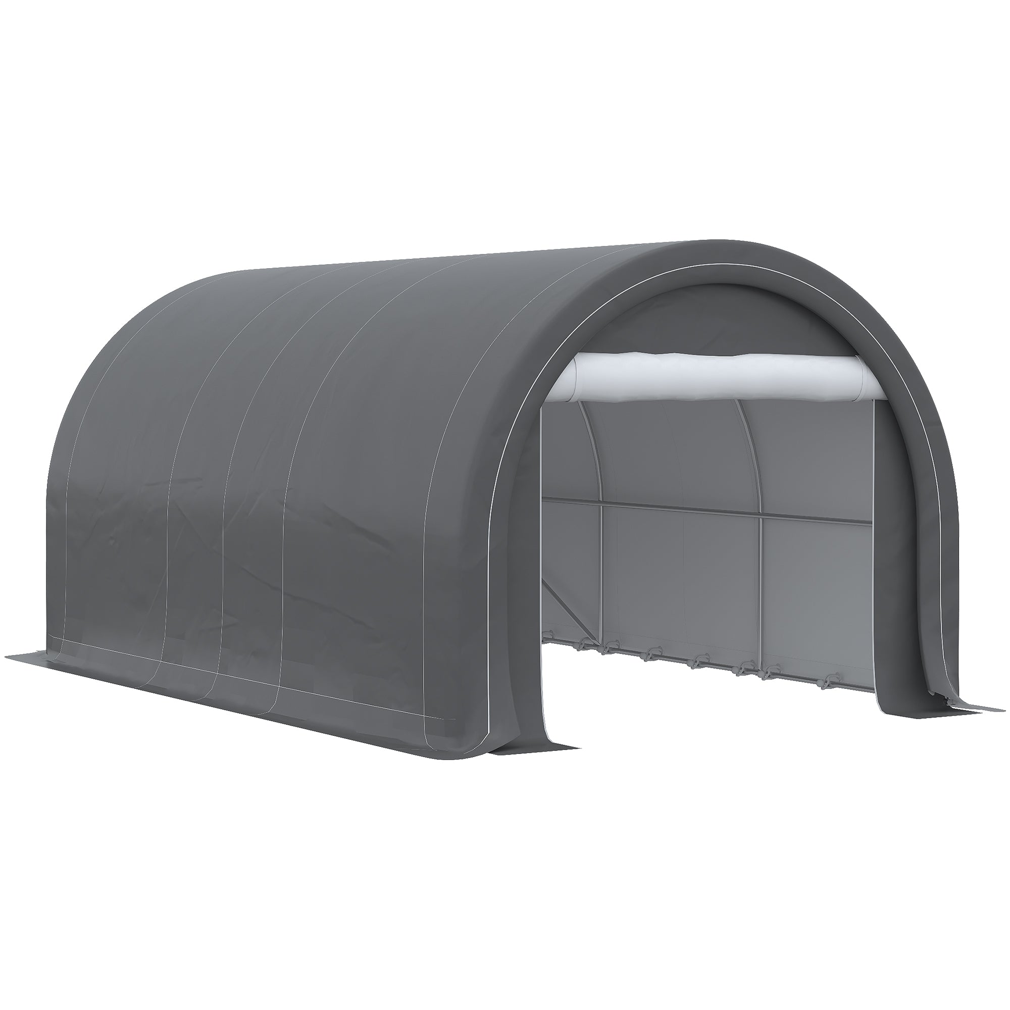 5x3m Outdoor Car Garage Carport Anti-UV with Removable PE Fabric Canopy and Galvanized Steel Frame Gray