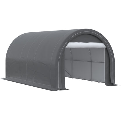 5x3m Outdoor Car Garage Carport Anti-UV with Removable PE Fabric Canopy and Galvanized Steel Frame Gray