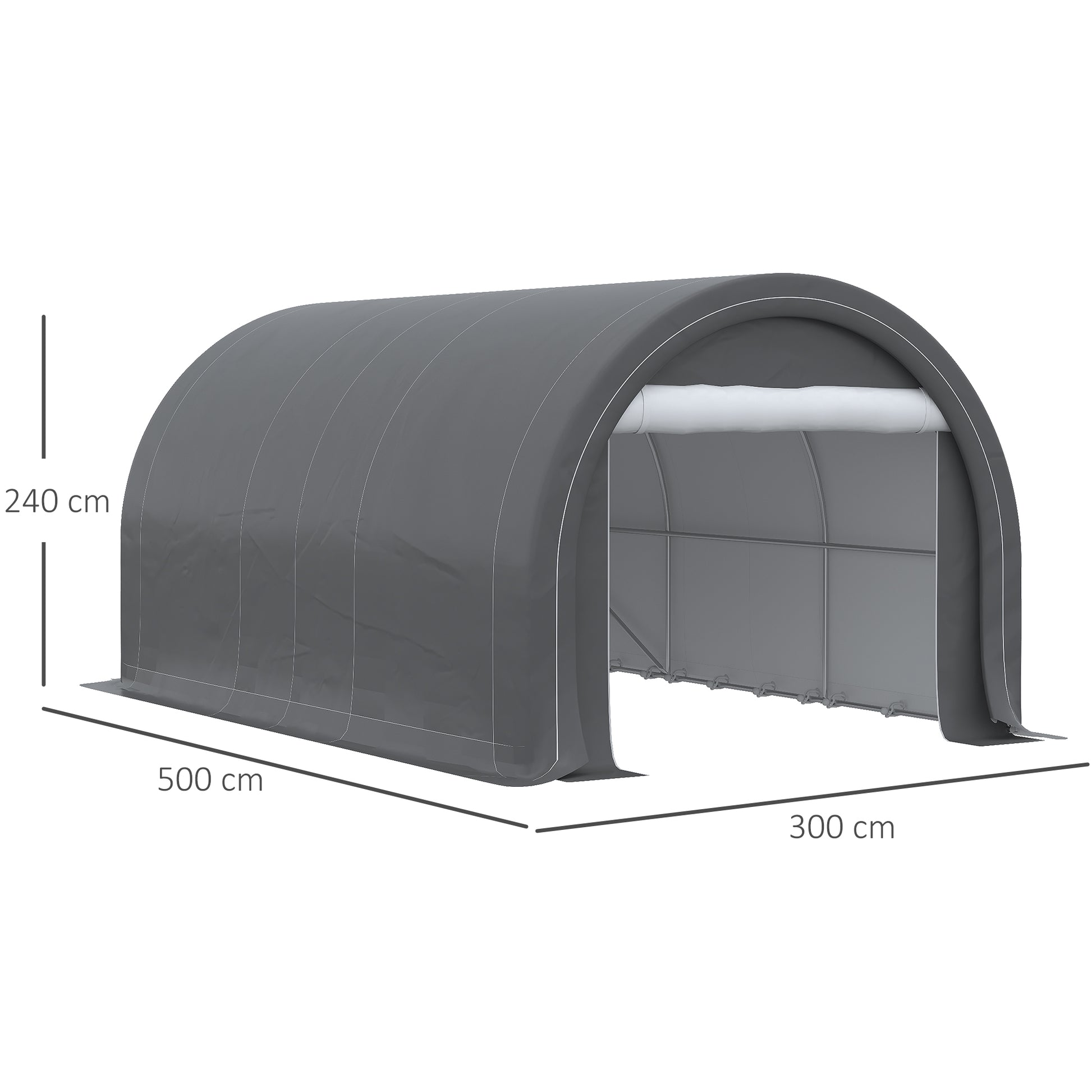 5x3m Outdoor Car Garage Carport Anti-UV with Removable PE Fabric Canopy and Galvanized Steel Frame Gray
