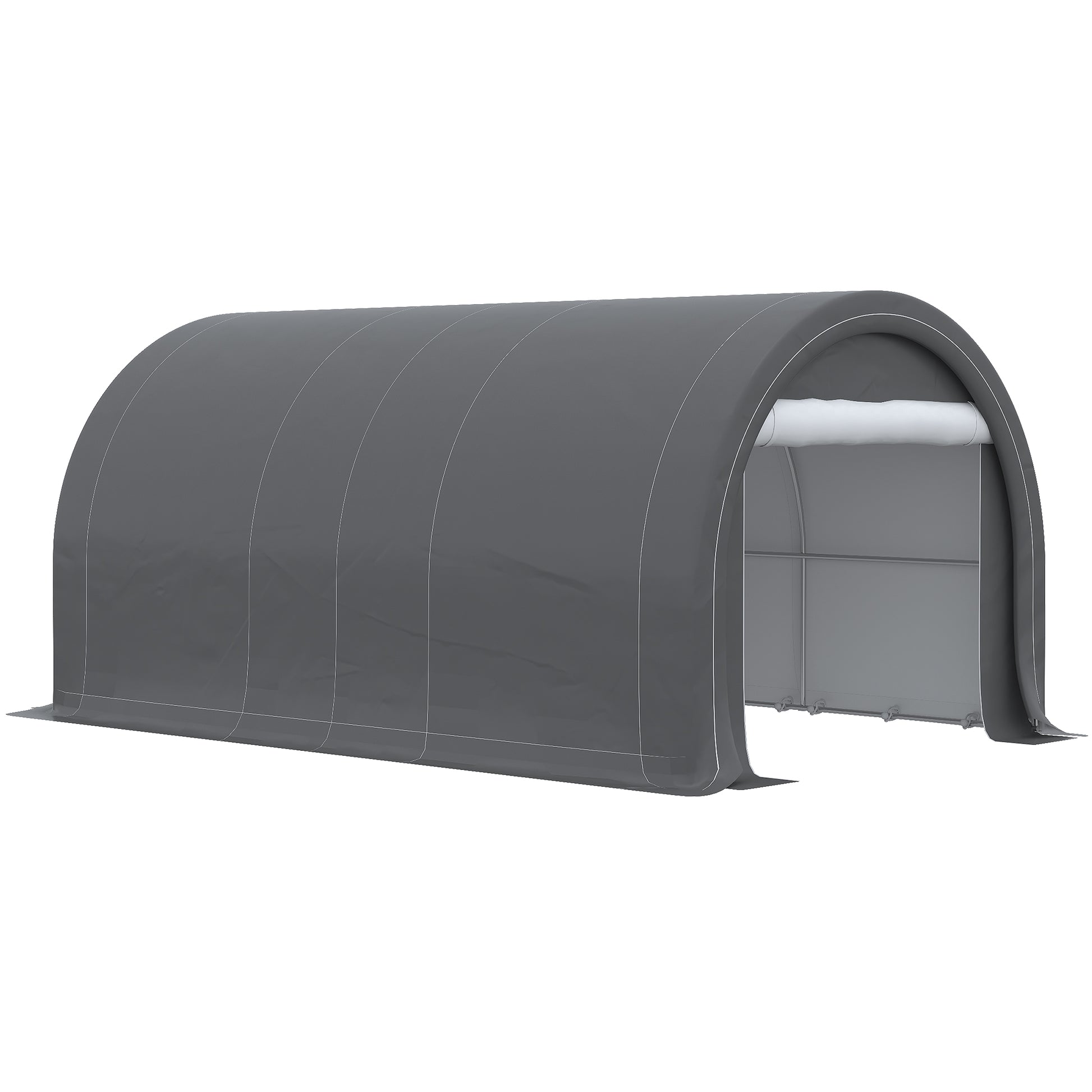 5x3m Outdoor Car Garage Carport Anti-UV with Removable PE Fabric Canopy and Galvanized Steel Frame Gray