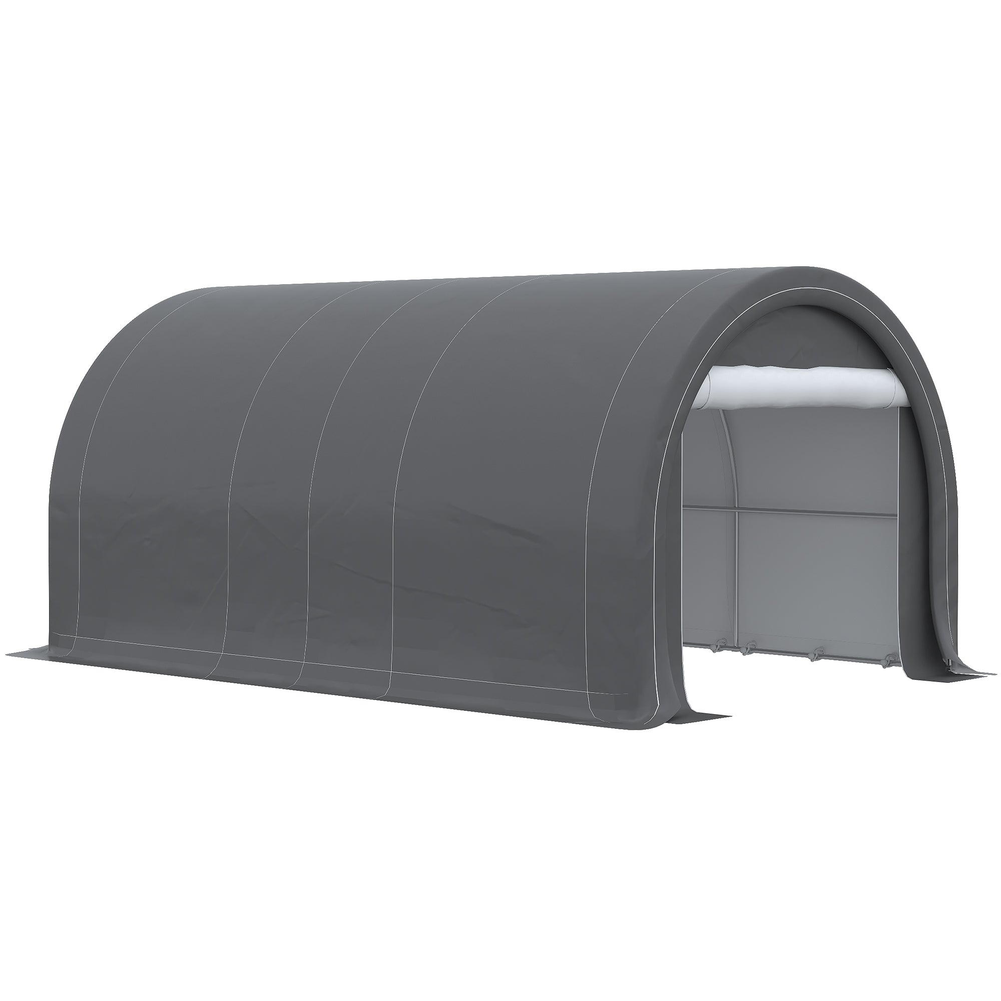 5x3m Outdoor Car Garage Carport Anti-UV with Removable PE Fabric Canopy and Galvanized Steel Frame Gray