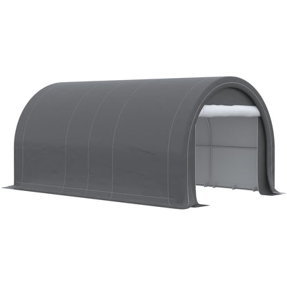 5x3m Outdoor Car Garage Carport Anti-UV with Removable PE Fabric Canopy and Galvanized Steel Frame Gray