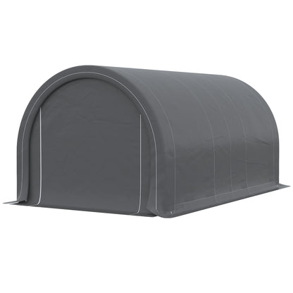 5x3m Outdoor Car Garage Carport Anti-UV with Removable PE Fabric Canopy and Galvanized Steel Frame Gray