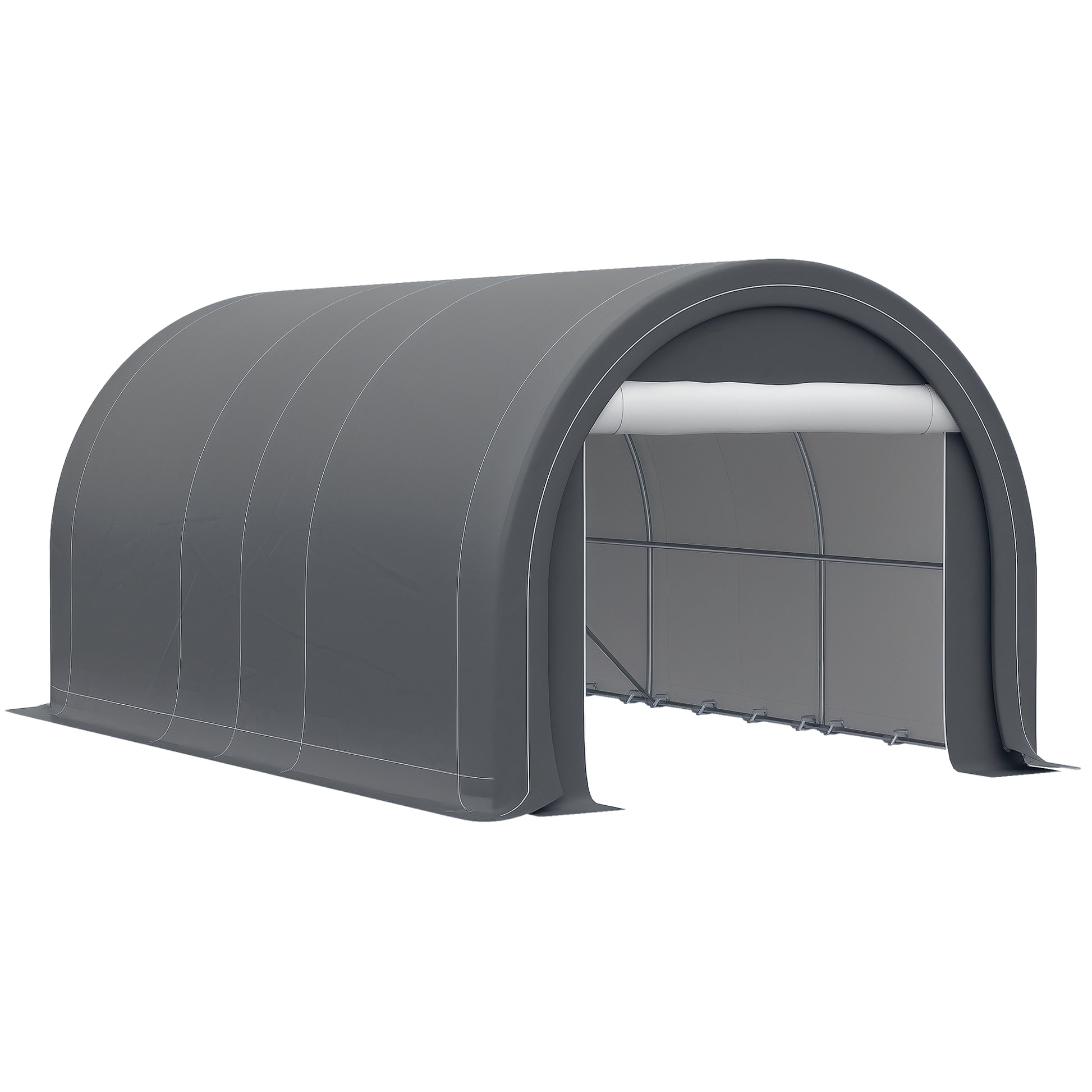 5x3m Outdoor Car Garage Carport Anti-UV with Removable PE Fabric Canopy and Galvanized Steel Frame Gray