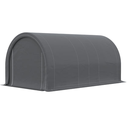 5x3m Outdoor Car Garage Carport Anti-UV with Removable PE Fabric Canopy and Galvanized Steel Frame Gray