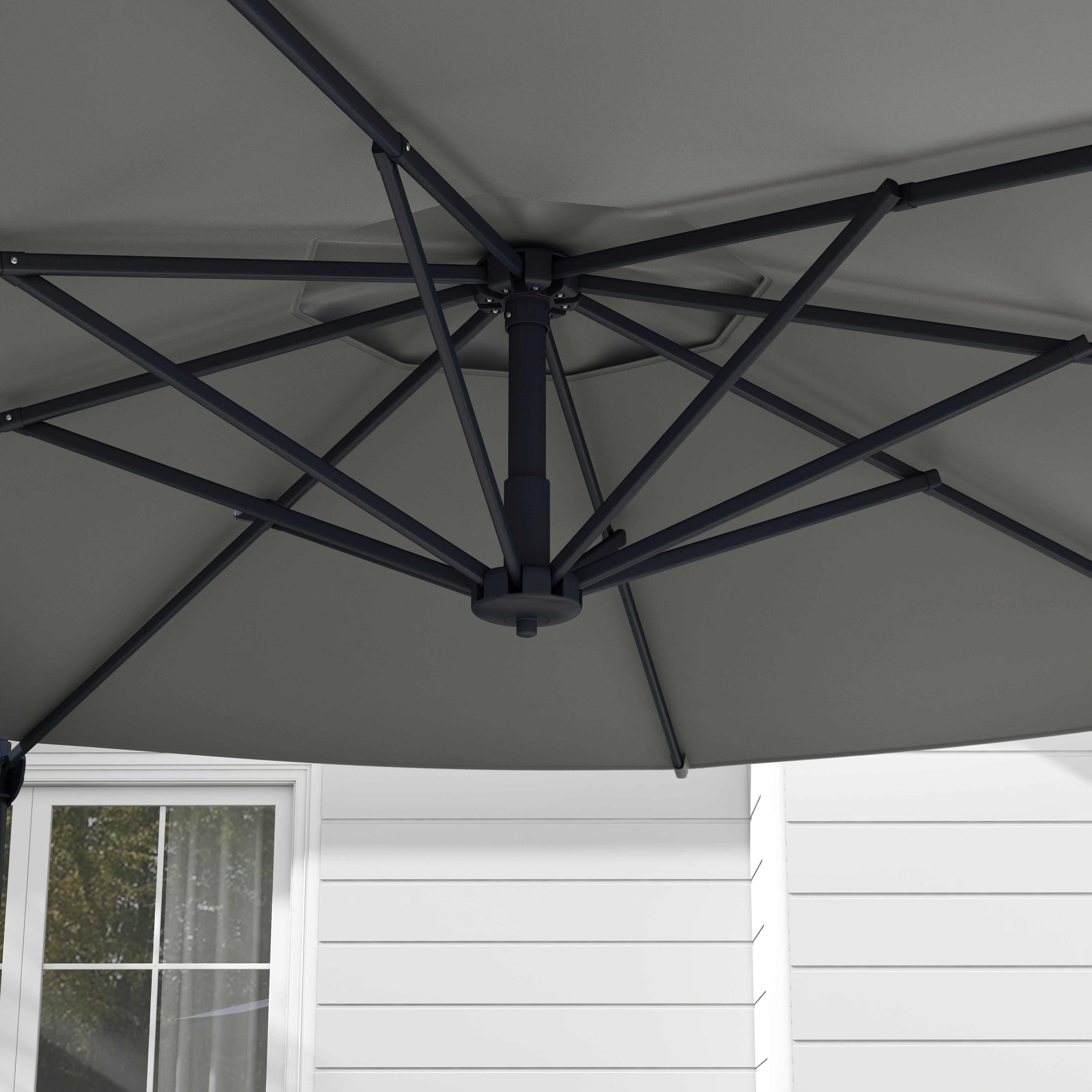 Cantilever Umbrella approx. Ø3 m Sun Umbrella with Crank, Tilting Market Umbrella, Rotating Garden Umbrella for Balcony, Terrace, Metal, Dark Grey