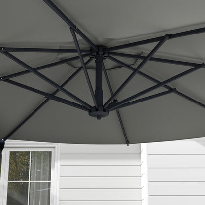 Cantilever Umbrella approx. Ø3 m Sun Umbrella with Crank, Tilting Market Umbrella, Rotating Garden Umbrella for Balcony, Terrace, Metal, Dark Grey