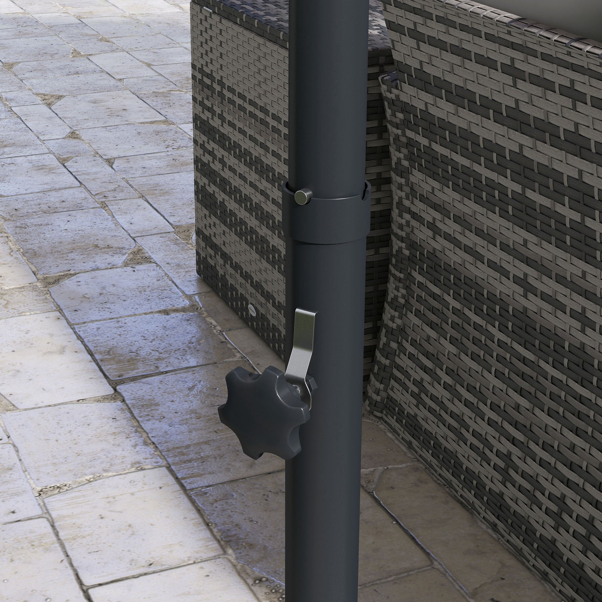 Cantilever Umbrella approx. Ø3 m Sun Umbrella with Crank, Tilting Market Umbrella, Rotating Garden Umbrella for Balcony, Terrace, Metal, Dark Grey