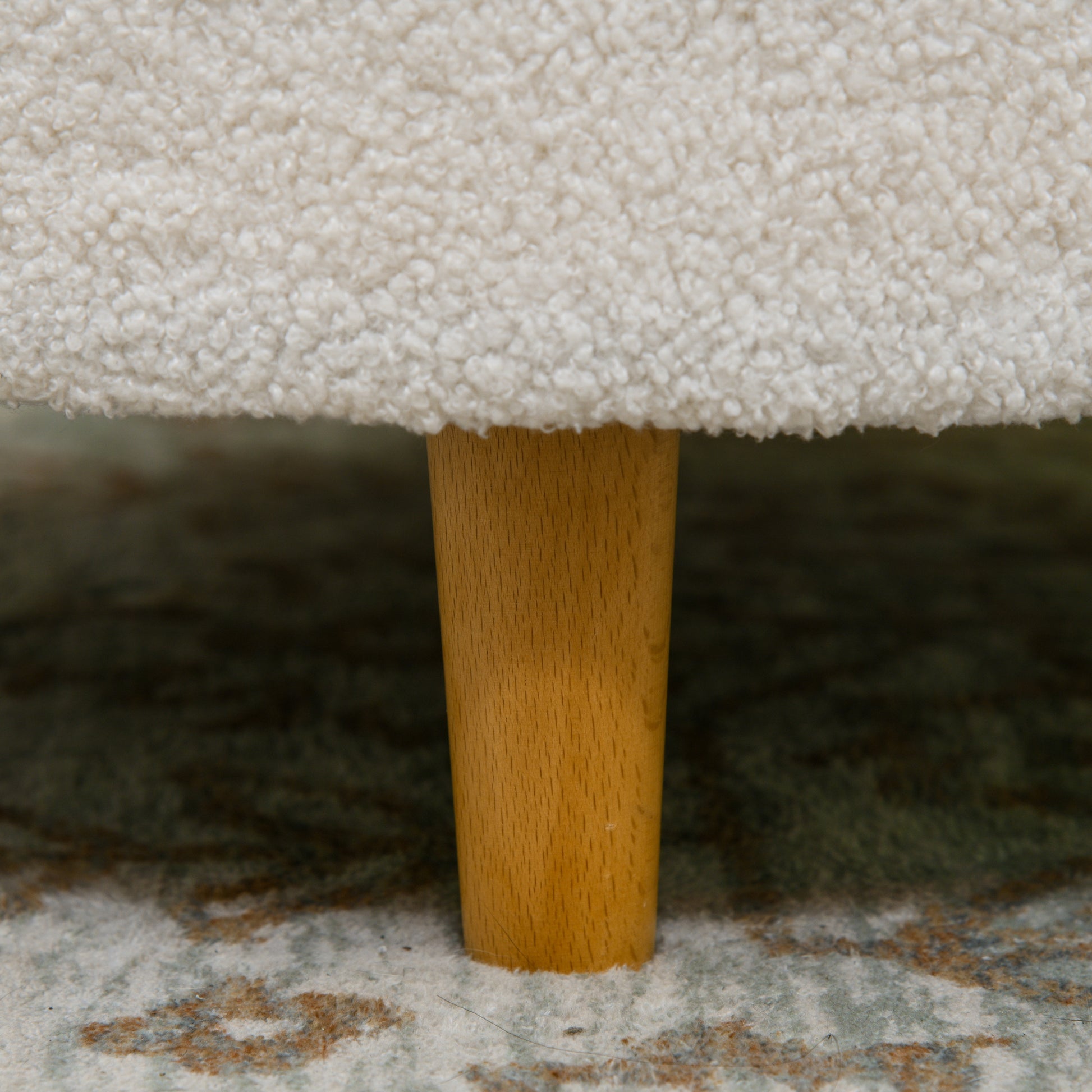 Storage Ottoman Ottoman with Folding Lid, Round Footstool Storage Cube with Wooden Legs, Velvet Look 56 x 42 x 42 cm White