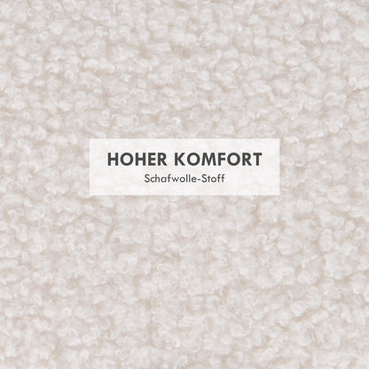 Storage Ottoman Ottoman with Folding Lid, Round Footstool Storage Cube with Wooden Legs, Velvet Look 56 x 42 x 42 cm White