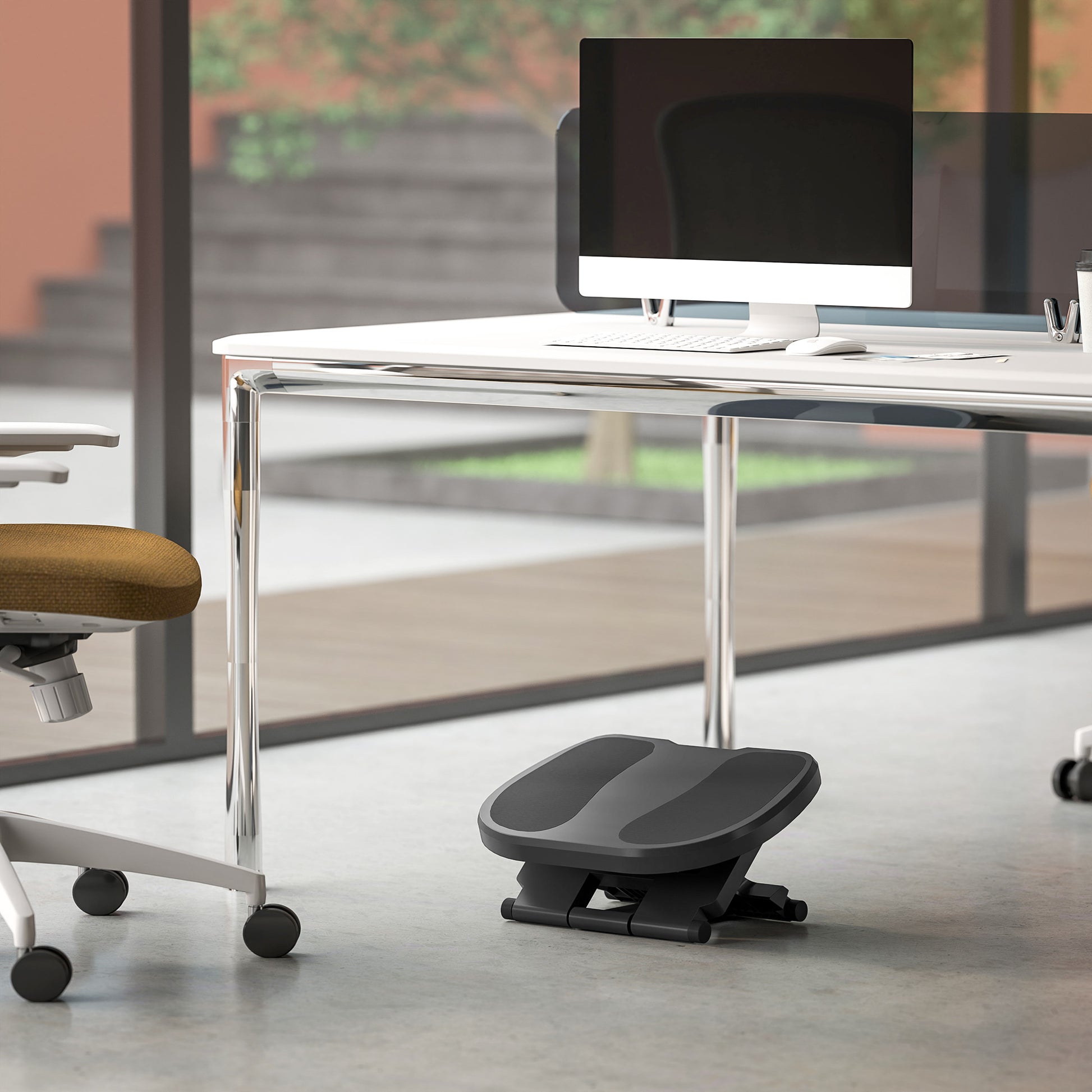 Footrest Desk, 3 Level Adjustable Height Foot Stool, Ergonomic Footrest, for Home Office, Office, Gray