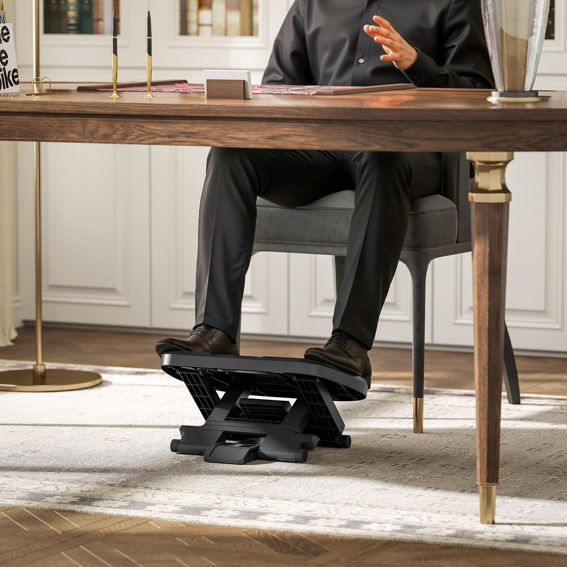 Footrest Desk, 3 Level Adjustable Height Foot Stool, Ergonomic Footrest, for Home Office, Office, Gray