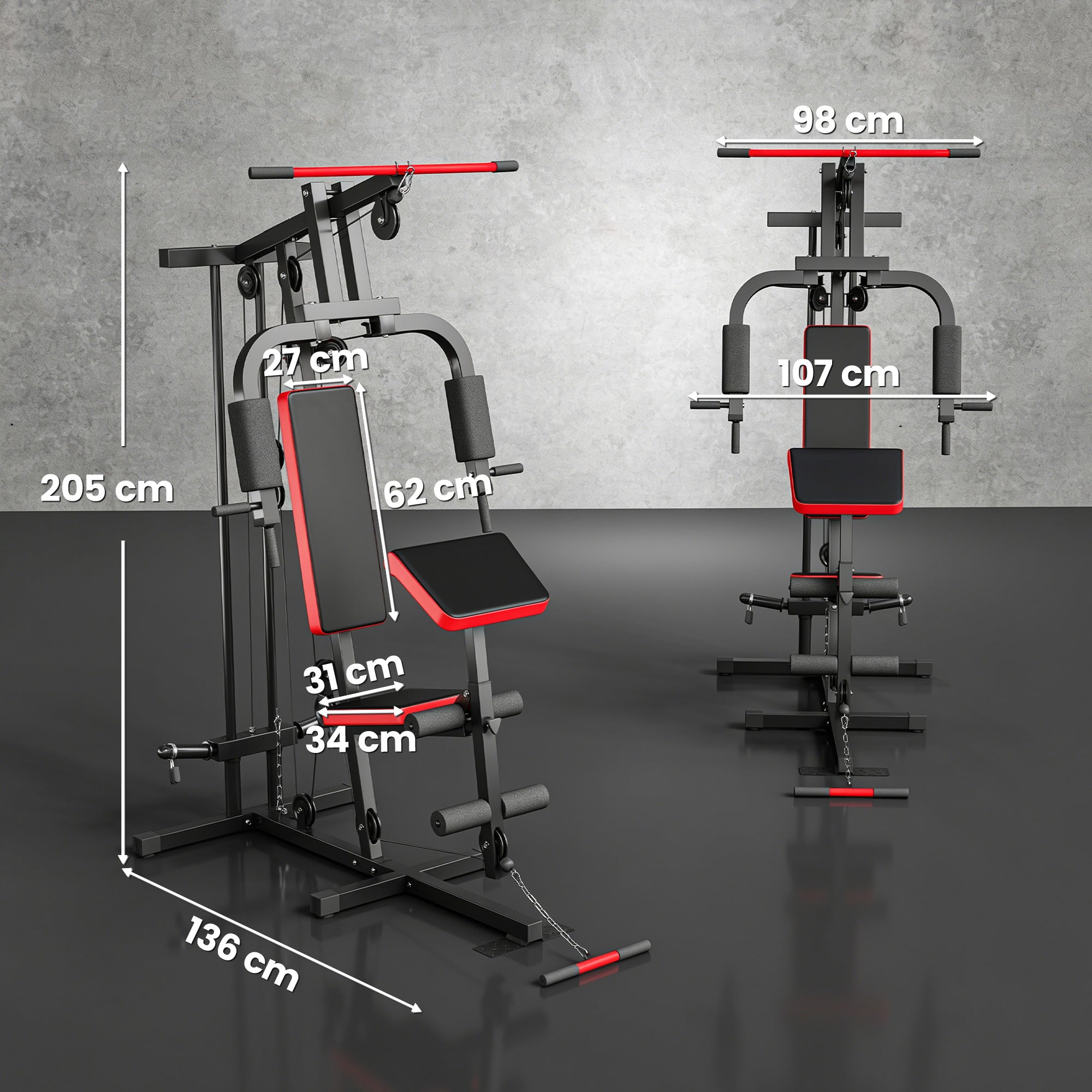 SPORTNOW Multifunction Home Gym Station with Removable Preacher Bench, High/Low Pulley, Butterfly, Leg Trainer - Complete Body Workout
