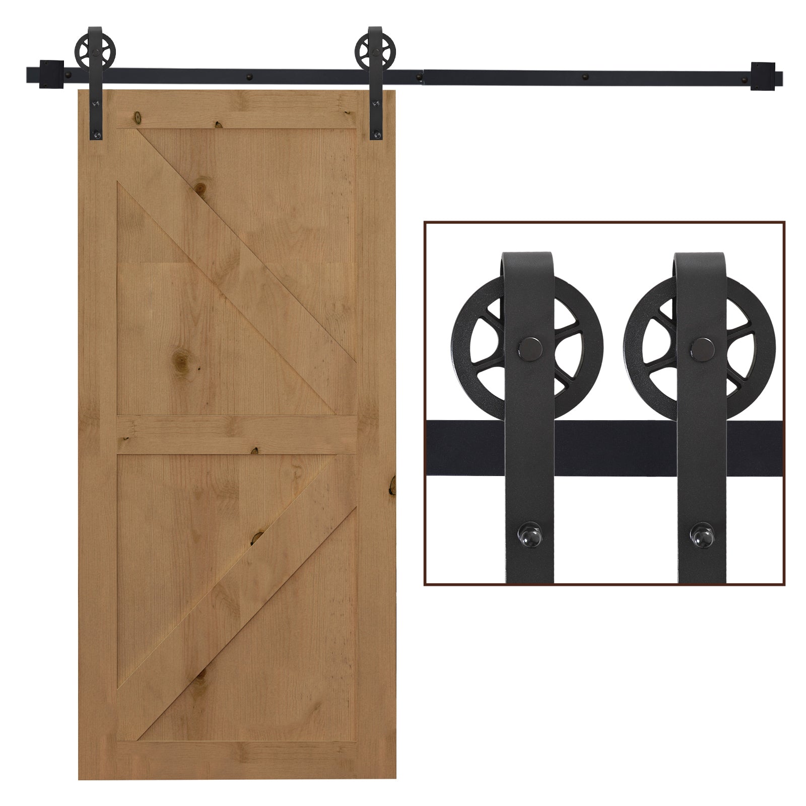 200 cm Sliding Door Complete Set Sliding Door Hardware with Floor Guide, Sliding Door Rail, Stoppers, Floor Block, Rollers Sliding Door System for Wooden Door