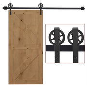 200 cm Sliding Door Complete Set Sliding Door Hardware with Floor Guide, Sliding Door Rail, Stoppers, Floor Block, Rollers Sliding Door System for Wooden Door
