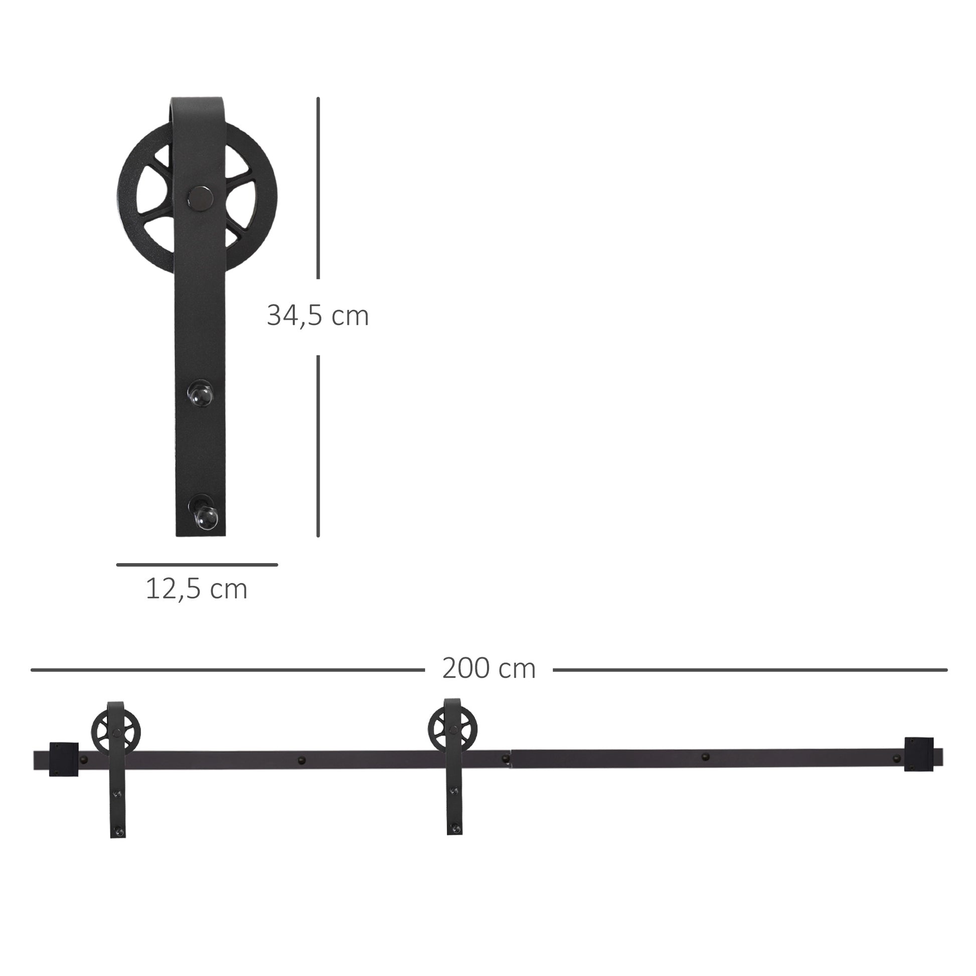 200 cm Sliding Door Complete Set Sliding Door Hardware with Floor Guide, Sliding Door Rail, Stoppers, Floor Block, Rollers Sliding Door System for Wooden Door