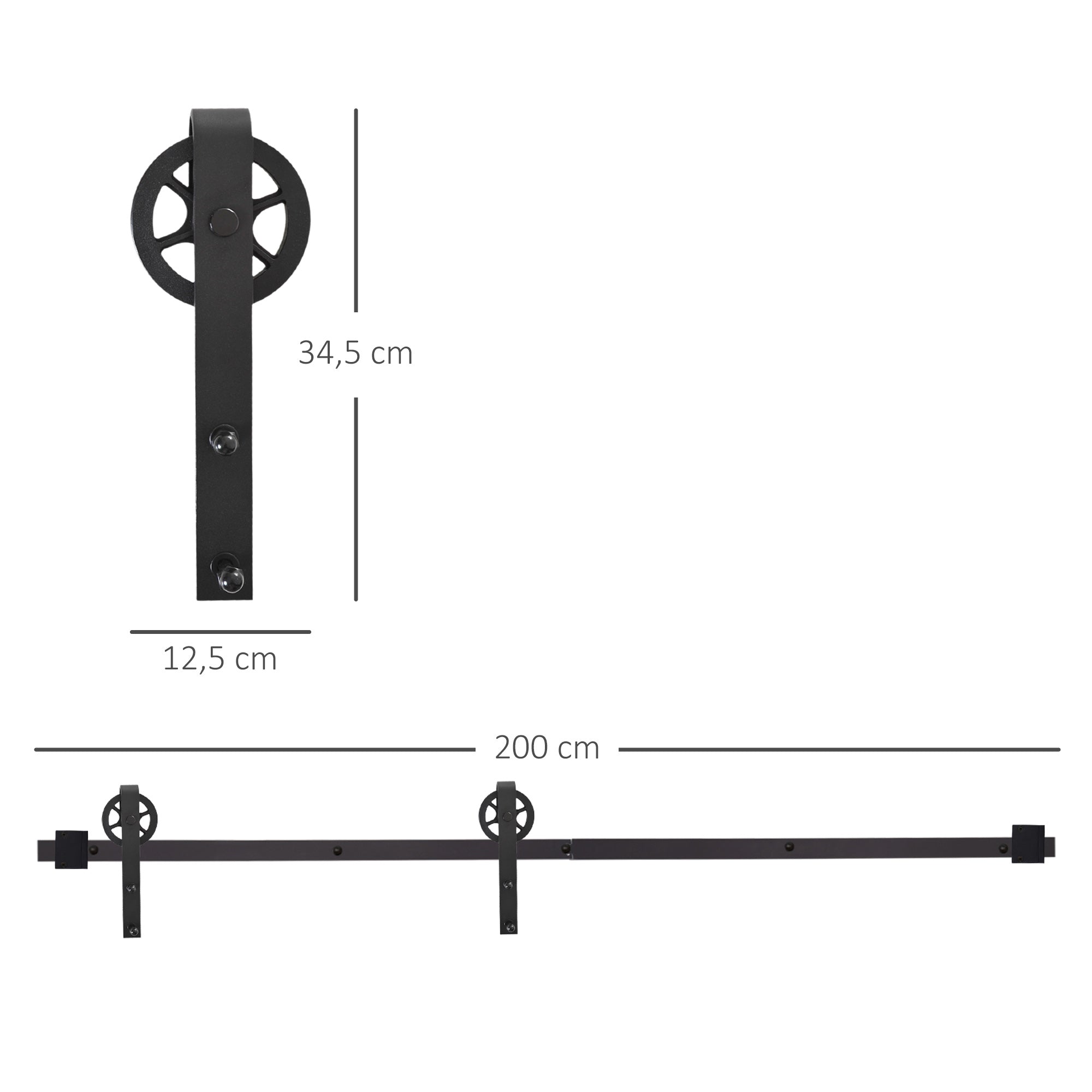 200 cm Sliding Door Complete Set Sliding Door Hardware with Floor Guide, Sliding Door Rail, Stoppers, Floor Block, Rollers Sliding Door System for Wooden Door
