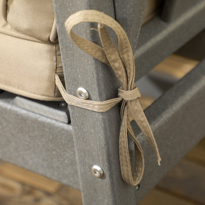 Garden Lounge Set in HDPE with Loveseat, 2 Armchairs and Coffee Table, 4-Piece Outdoor Set with Cushions, Dark Grey