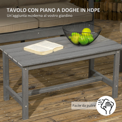 Garden Lounge Set in HDPE with Loveseat, 2 Armchairs and Coffee Table, 4-Piece Outdoor Set with Cushions, Dark Grey