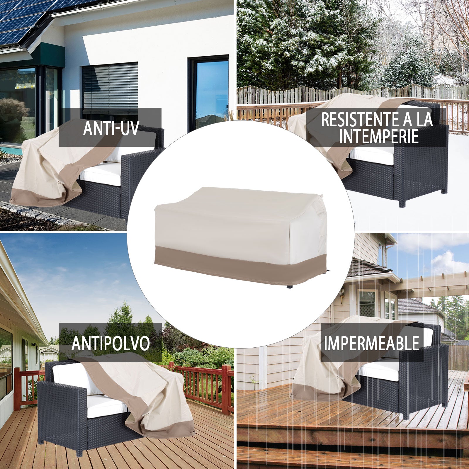 Protective Cover for 2-3 Seater Bench Outdoor Waterproof Furniture Cover Garden Protection Rain and Sun 152x87x59/79cm 600D Oxford Fabric