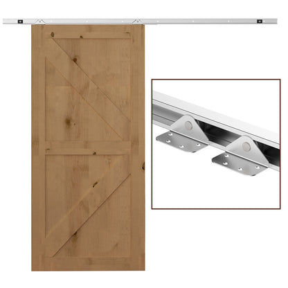 Sliding Door Hardware 186 cm Kit for Sliding Wooden Door with Metal Rail and 2 Silver Pulleys Accessories