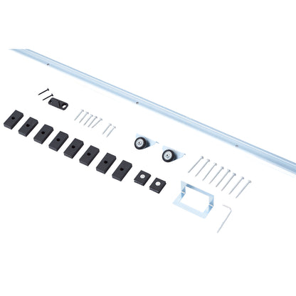 Sliding Door Hardware 186 cm Kit for Sliding Wooden Door with Metal Rail and 2 Silver Pulleys Accessories