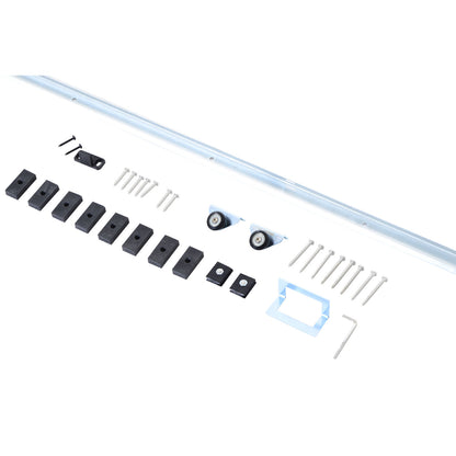 Sliding Door Hardware 186 cm Kit for Sliding Wooden Door with Metal Rail and 2 Silver Pulleys Accessories