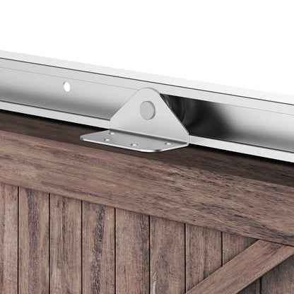 Sliding Door Hardware 186 cm Kit for Sliding Wooden Door with Metal Rail and 2 Silver Pulleys Accessories