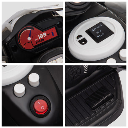 Children's Electric Trike Trimoto with 3 Wheels for Kids 3+ Years with Rechargeable 6V Battery Music Horn Headlights 86x42x52 cm Black and White