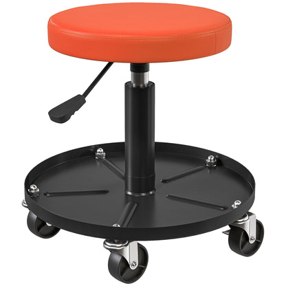 Workshop Stool with Wheels Storage space adjustable height 38-50cm Rolling stool up to 135 kg load-bearing swivel work stool rolling seat swivel stool Ø38 cm workshop seat for workshop Orange