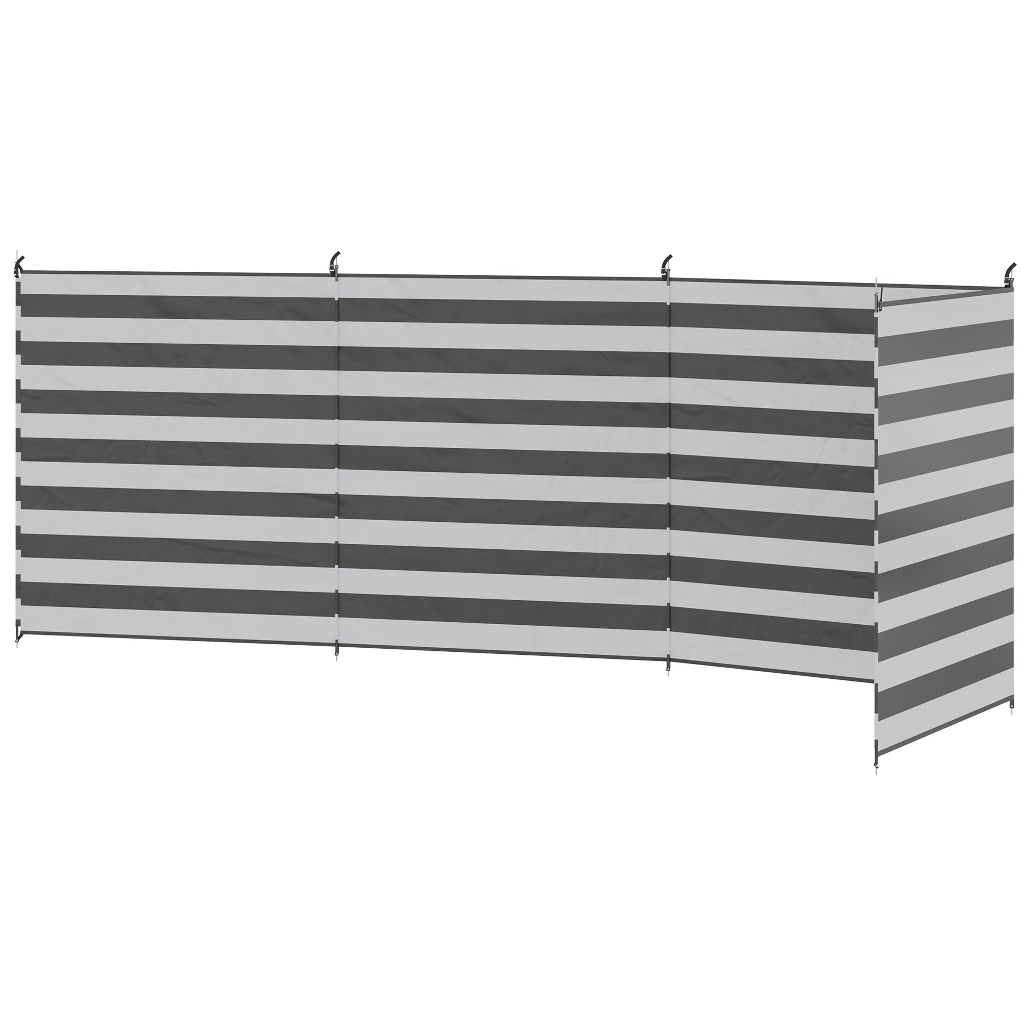 Portable Folding Camping Windbreak with Steel Poles and Carry Bag dim. 540 cm x 150 cm Gray and White