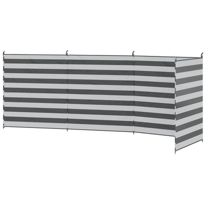 Portable Folding Camping Windbreak with Steel Poles and Carry Bag dim. 540 cm x 150 cm Gray and White