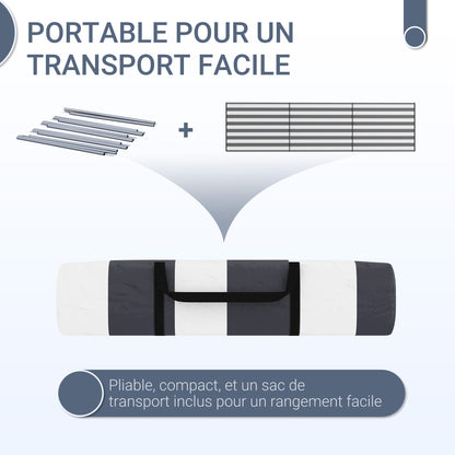 Portable Folding Camping Windbreak with Steel Poles and Carry Bag dim. 540 cm x 150 cm Gray and White